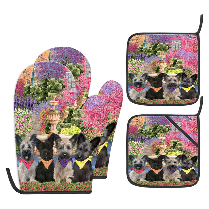 Skye Terrier Oven Mitts and Pot Holder Set, Kitchen Gloves for Cooking with Potholders, Explore a Variety of Custom Designs, Personalized, Pet & Dog Gifts