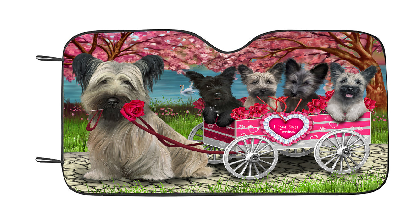 I Love Skye Terrier Dogs in a Cart Car Sun Shade