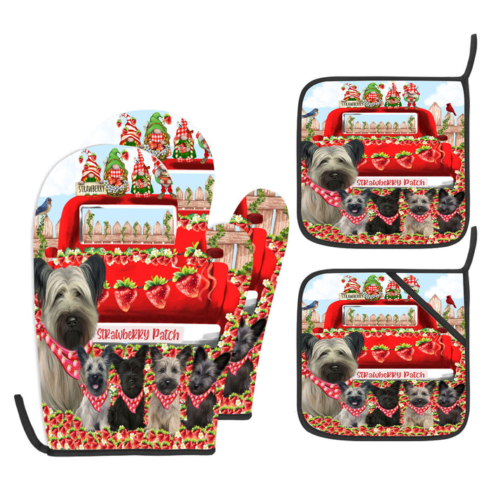 Skye Terrier Oven Mitts and Pot Holder, Explore a Variety of Designs, Custom, Kitchen Gloves for Cooking with Potholders, Personalized, Dog and Pet Lovers Gift