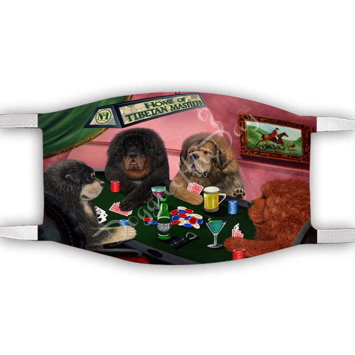 Home of Tibetan Mastiff Dogs Playing Poker Face Mask FM49826