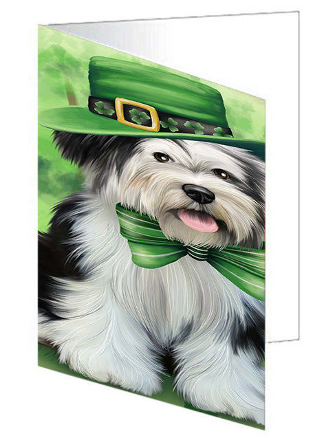 St. Patricks Day Irish Portrait Tibetan Terrier Dog Handmade Artwork Assorted Pets Greeting Cards and Note Cards with Envelopes for All Occasions and Holiday Seasons GCD52265