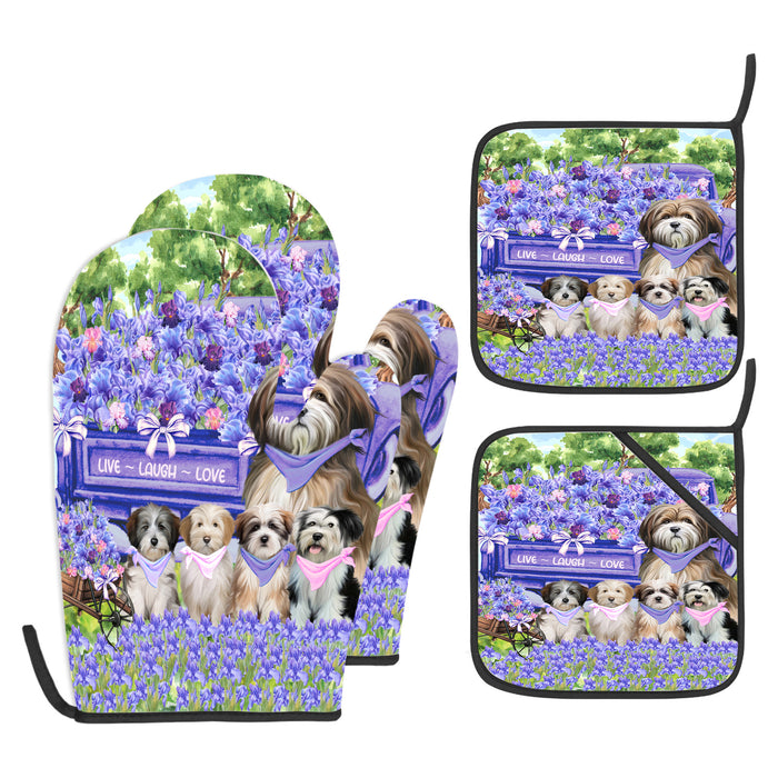 Tibetan Terrier Oven Mitts and Pot Holder Set, Explore a Variety of Personalized Designs, Custom, Kitchen Gloves for Cooking with Potholders, Pet and Dog Gift Lovers