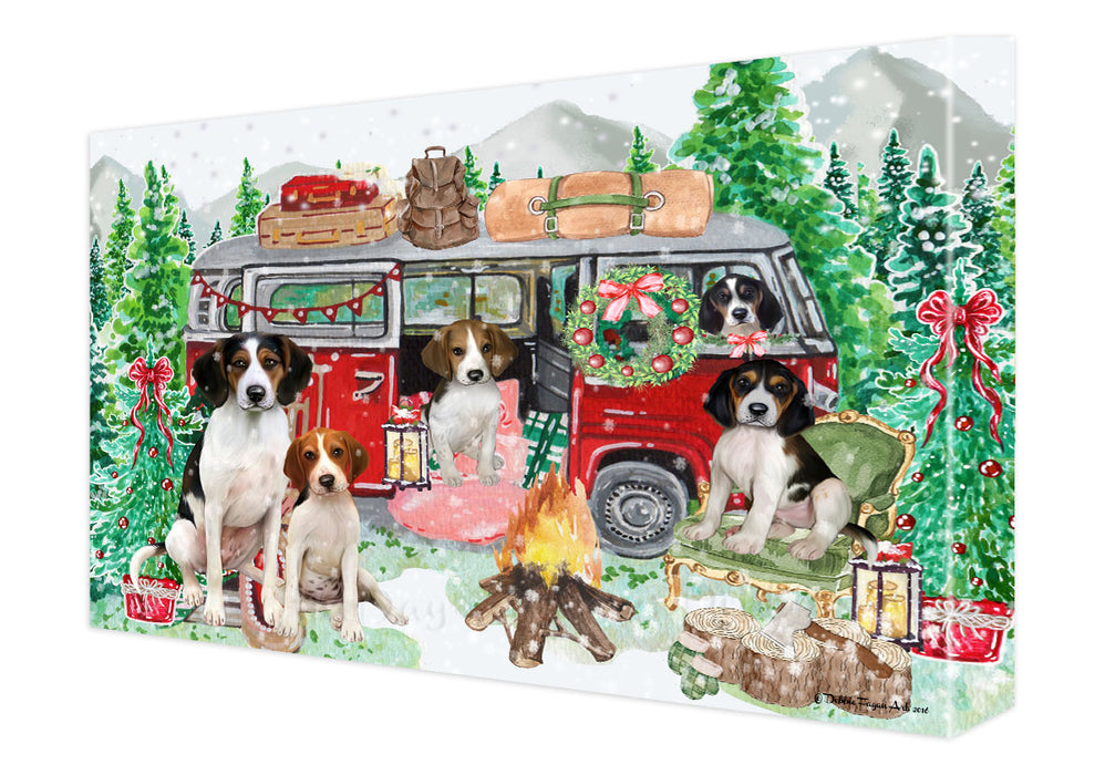 Christmas Time Camping with Treeing Walker Coonhound Dogs Canvas Wall Art - Premium Quality Ready to Hang Room Decor Wall Art Canvas - Unique Animal Printed Digital Painting for Decoration