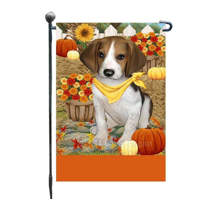 Personalized Fall Autumn Greeting Treeing Walker Coonhound Dog with Pumpkins Custom Garden Flags GFLG-DOTD-A62085