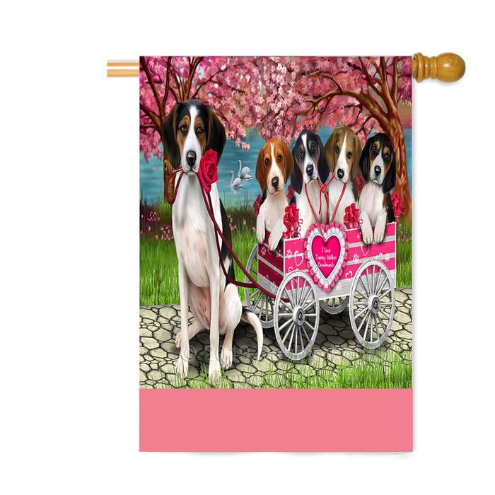 Personalized I Love Treeing Walker Coonhound Dogs in a Cart Custom House Flag FLG-DOTD-A62251