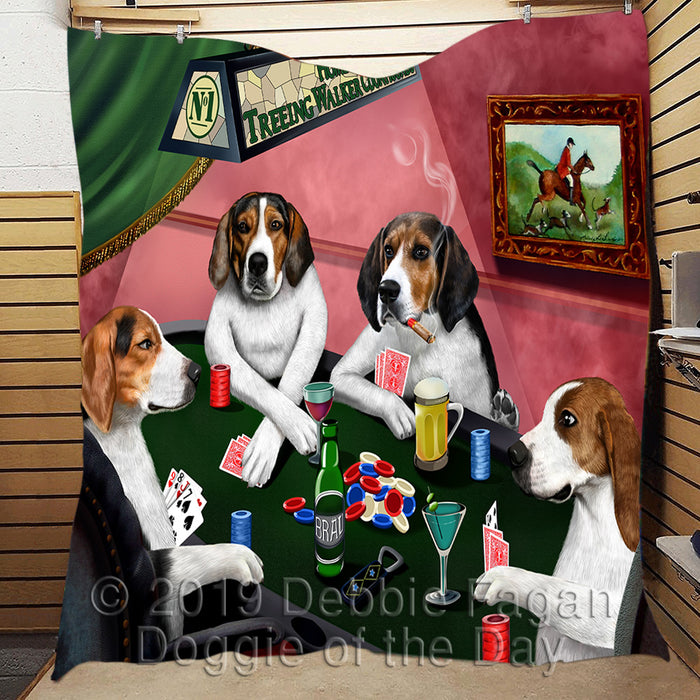 Home of  Treeing Walker Coonhound Dogs Playing Poker Quilt