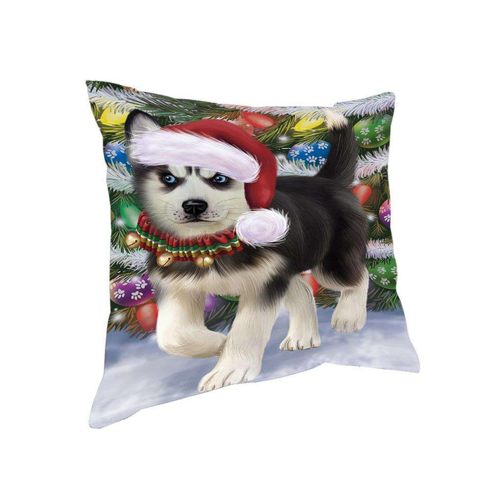 Trotting in the Snow Siberian Husky Dog Pillow PIL75536
