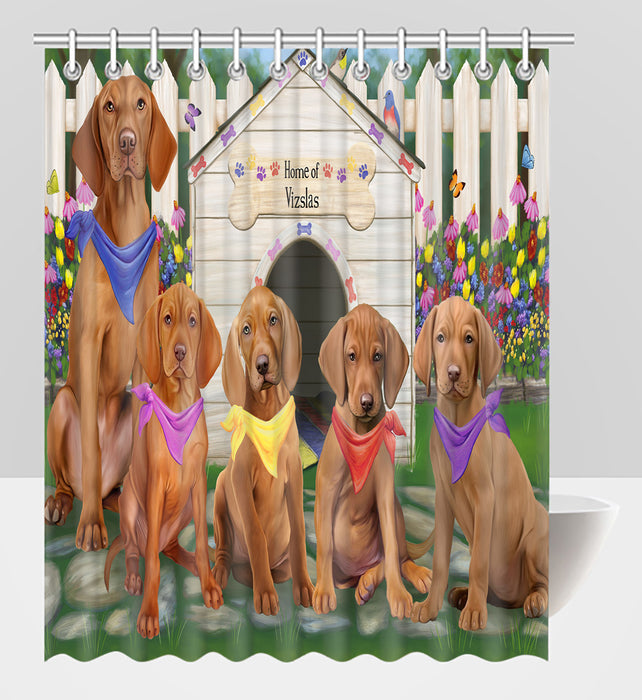 Spring Dog House Vizsla Dogs Shower Curtain