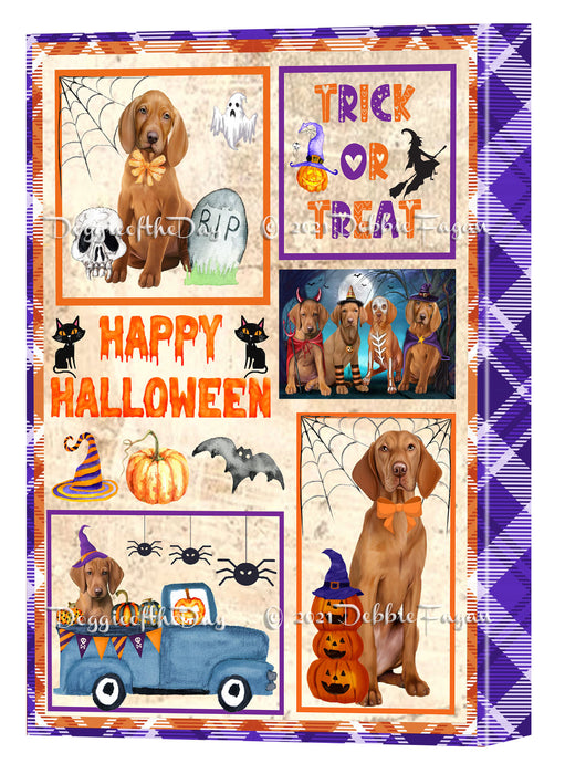 Happy Halloween Trick or Treat Vizsla Dogs Canvas Wall Art Decor - Premium Quality Canvas Wall Art for Living Room Bedroom Home Office Decor Ready to Hang CVS150974
