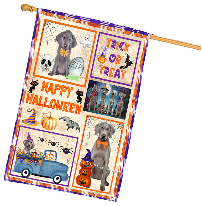 Happy Halloween Trick or Treat Weimaraner Dogs House Flag Outdoor Decorative Double Sided Pet Portrait Weather Resistant Premium Quality Animal Printed Home Decorative Flags 100% Polyester