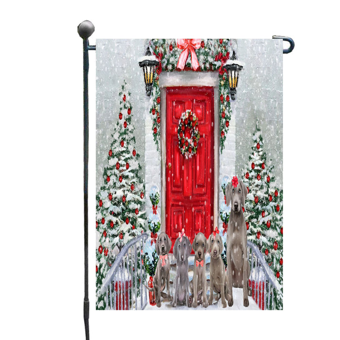Christmas Holiday Welcome Weimaraner Dogs Garden Flags- Outdoor Double Sided Garden Yard Porch Lawn Spring Decorative Vertical Home Flags 12 1/2"w x 18"h