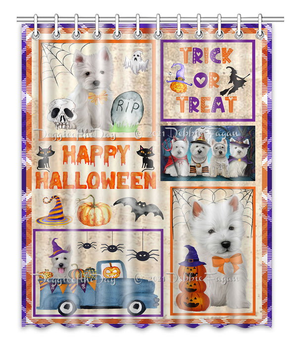 Happy Halloween Trick or Treat West Highland Terrier Dogs Shower Curtain Bathroom Accessories Decor Bath Tub Screens