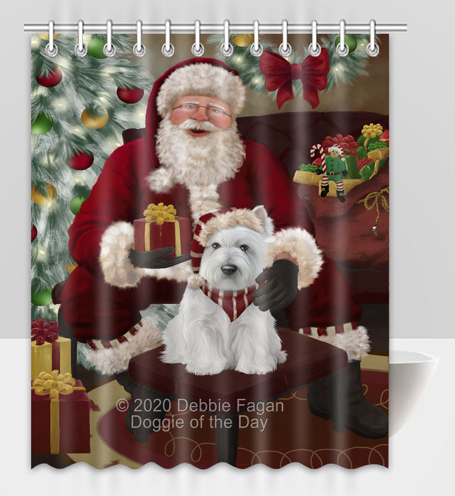 Santa's Christmas Surprise West Highland Terrier Dog Shower Curtain Bathroom Accessories Decor Bath Tub Screens SC290