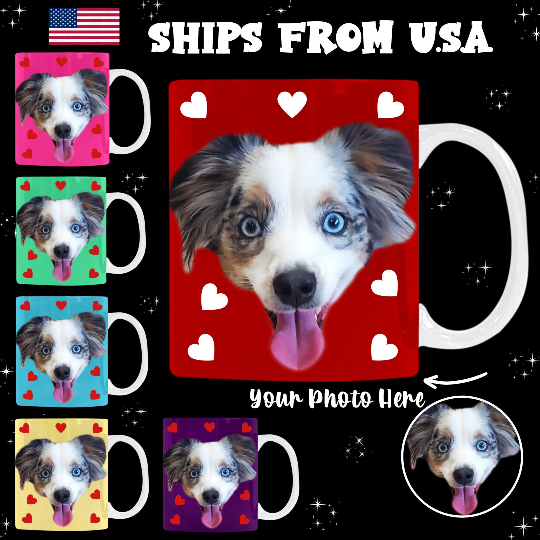Custom Mug for Valentine's Day with Pet Photo, Personalized Cute Birthday Present, Coffee Lovers Mug, Pet Memorial, Gift for Cat Dog Parents