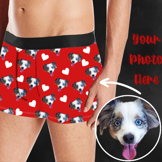 Custom Boxer Briefs for Valentine's Day with Pet Photo, Gift for Husband/Boyfriend, Funny Personalized Underwear, Popular Anniversary Gift