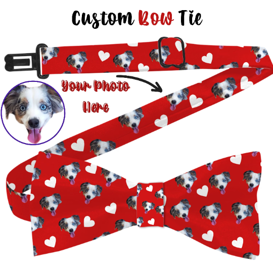 Custom Bow Tie for Valentine's Day with Pet photo, Personalized Ties, Father’s Gift, Men’s Gift, Face Custom Photo Tie, Birthday Gift