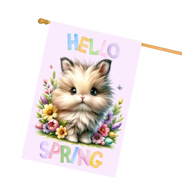 Hello Spring Little Bunny Purple Custom House Flag, Personalized Spring Flag, Welcome Flag Yard Art Outdoor Decor, Farmhouse Style, Animal Lover New House Gift