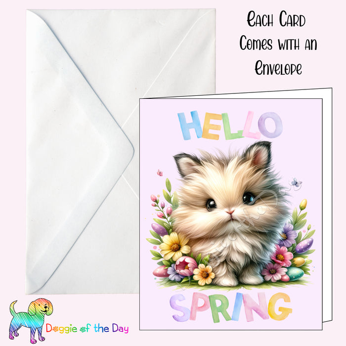 Hello Spring Little Bunny Greeting Card with Envelope, Fun and Cute Animal Portrait Stationery, 5x7"