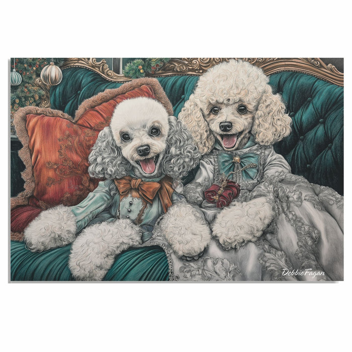 Poodle Christmas Canvas - "Victorian Grace" - Charming Dogs Adorned in Victorian Attire on Ready to Hang 1.5" Thick Canvas Wrap, Floating Framed Canvas, Flat Rolled Canvas