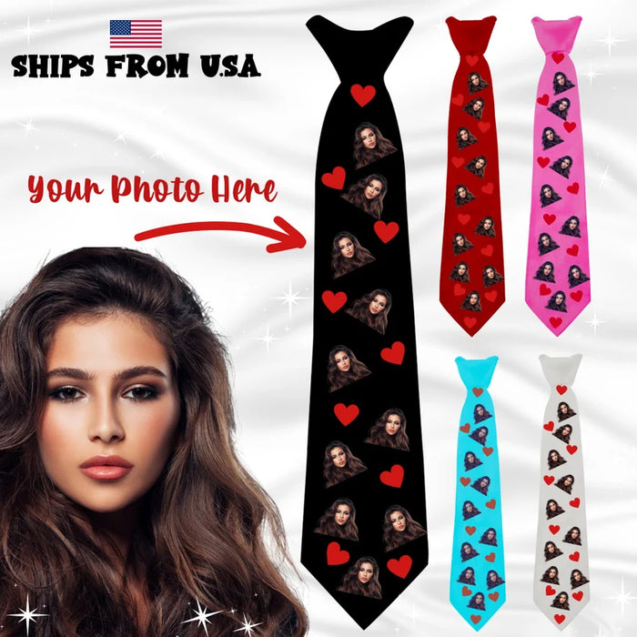 Custom Neck Tie for Valentine's Day with Face Photo, Personalized Ties, Father’s Gift, Men’s Gift, Face Custom Photo Tie, Birthday Gift
