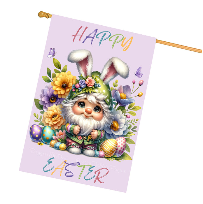 Easter Gnomes House Flag with Multi Design, Double Sided Yard Home & Garden Decor, Colorful Cute Bunny Egg-Design#1