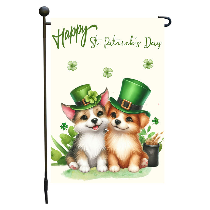 St. Patrick's Day Dog Garden Flags with Multi Design - Double Sided Yard Lawn Festival Decorative Gift - Holiday Dogs Flag Decor 12 1/2"w x 18"h