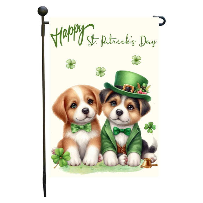 St. Patrick's Day Dog Garden Flags with Multi Design - Double Sided Yard Lawn Festival Decorative Gift - Holiday Dogs Flag Decor 12 1/2"w x 18"h