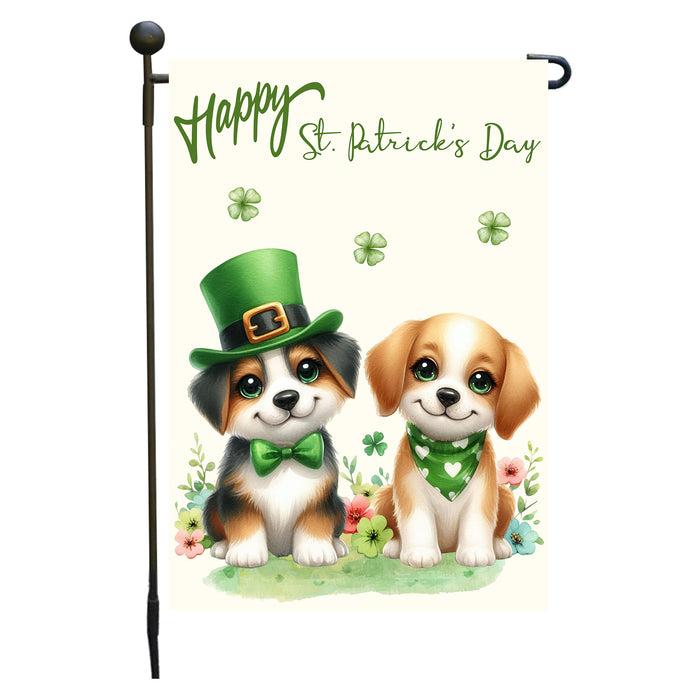 St. Patrick's Day Dog Garden Flags with Multi Design - Double Sided Yard Lawn Festival Decorative Gift - Holiday Dogs Flag Decor 12 1/2"w x 18"h