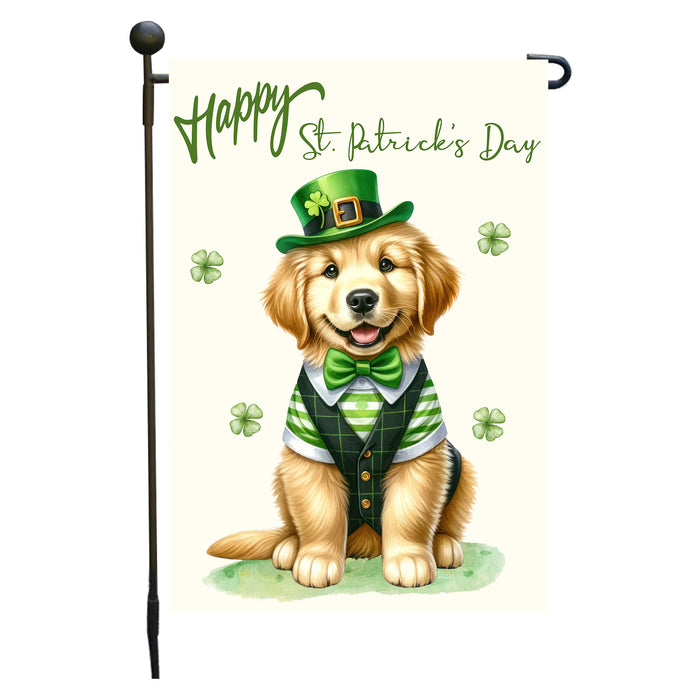 St. Patrick's Day Golden Retriever Dog Garden Flags with Multi Design - Double Sided Yard Lawn Festival Decorative Gift - Holiday Dogs Flag Decor 12 1/2"w x 18"h