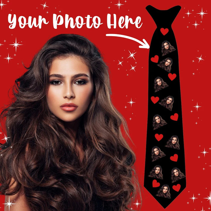 Custom Neck Tie for Valentine's Day with Face Photo, Personalized Ties, Father’s Gift, Men’s Gift, Face Custom Photo Tie, Birthday Gift