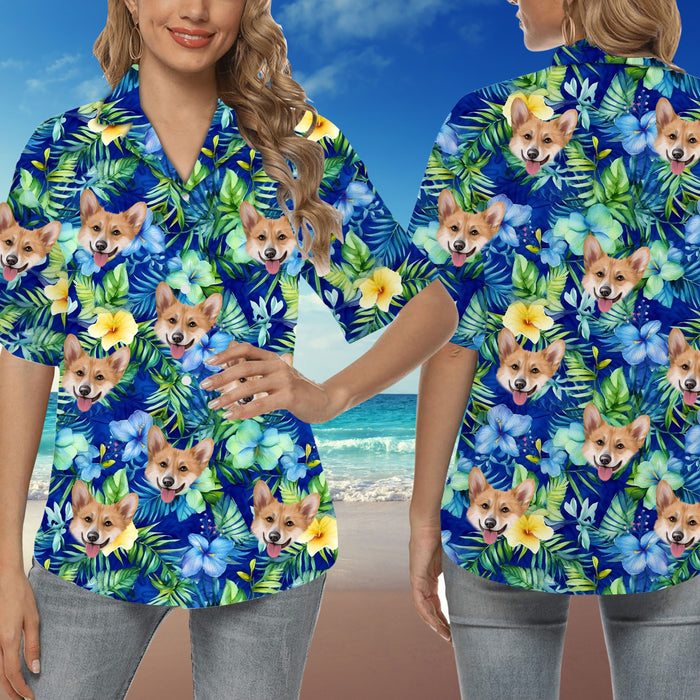 Custom Hawaiian Shirt with Multiple Faces, Shirt with Dog Faces, Floral Print Shirt for Men, Womens Plus Size Clothes, Family Matching Shirt