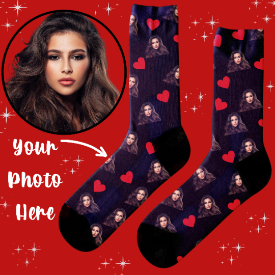 Custom Photo Socks, Personalized Anniversary or Valentine's Day Gift, Funny and Unique Socks for Him/Husband/Boyfriend, Customized Printed Socks Present