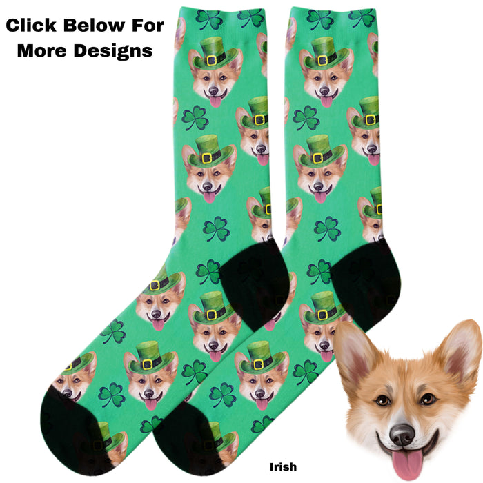 Customized Pilgrim and Pumpkins Socks, Cute Dog and Cat Photo on Custom Socks, Personalized Socks Gift for Pet Lovers