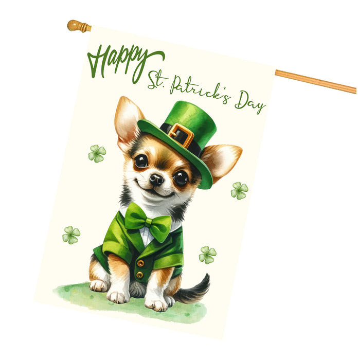 St. Patrick's Day Chihuahua Dog House Flags with Many Design - Double Sided Yard Home Festival Decorative Gift - Holiday Dogs Flag Decor - 28"w x 40"h