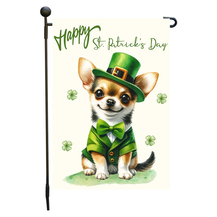 St. Patrick's Day Chihuahua Dog Garden Flags with Multi Design - Double Sided Yard Lawn Festival Decorative Gift - Holiday Dogs Flag Decor 12 1/2"w x 18"h