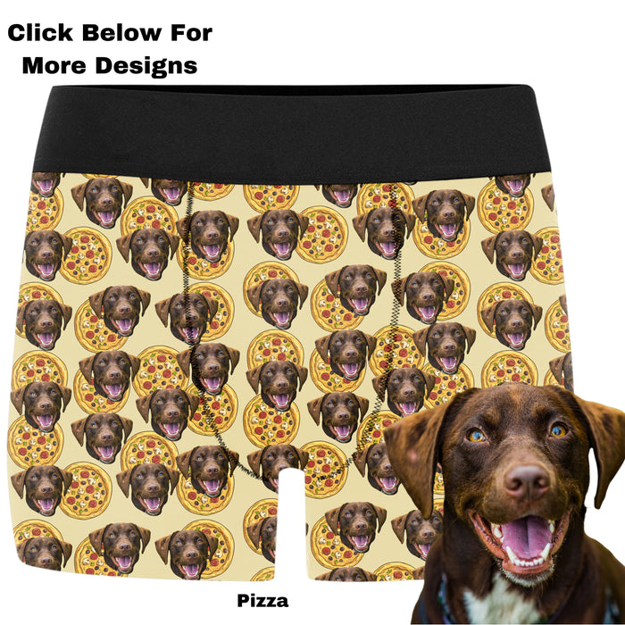 Customized Christmas Candy Cane Boxer Briefs, Cute Dog and Cat Photo on Custom Boxers, Personalized Boxers Gift for Pet Lovers