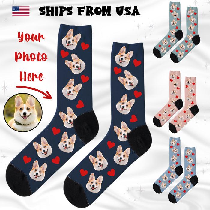 Custom Pet Socks, Personalized Dog & Cat Gift for Pet Lovers, Cute & Customized Designs for Dog Moms, Dads, and Kids