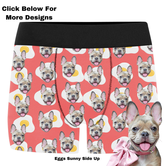 Customized Christmas Candy Cane Boxer Briefs, Cute Dog and Cat Photo on Custom Boxers, Personalized Boxers Gift for Pet Lovers