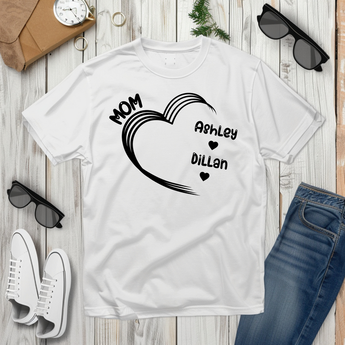 Customized Shirt, Custom Heart Women's Shirt, Choose Your Text, Custom Print Shirt, Custom Text Shirt, Soft T shirt, Plus Size Clothing