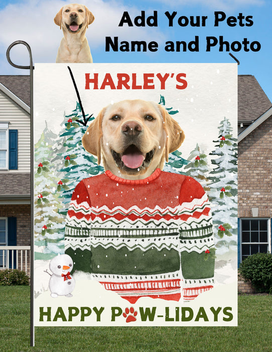 Happy Pawliday Christmas Holiday Garden Flag, Winter Decoration, Outdoor Dog Decor, Custom Dog Flag For Dog Lovers Digital Download