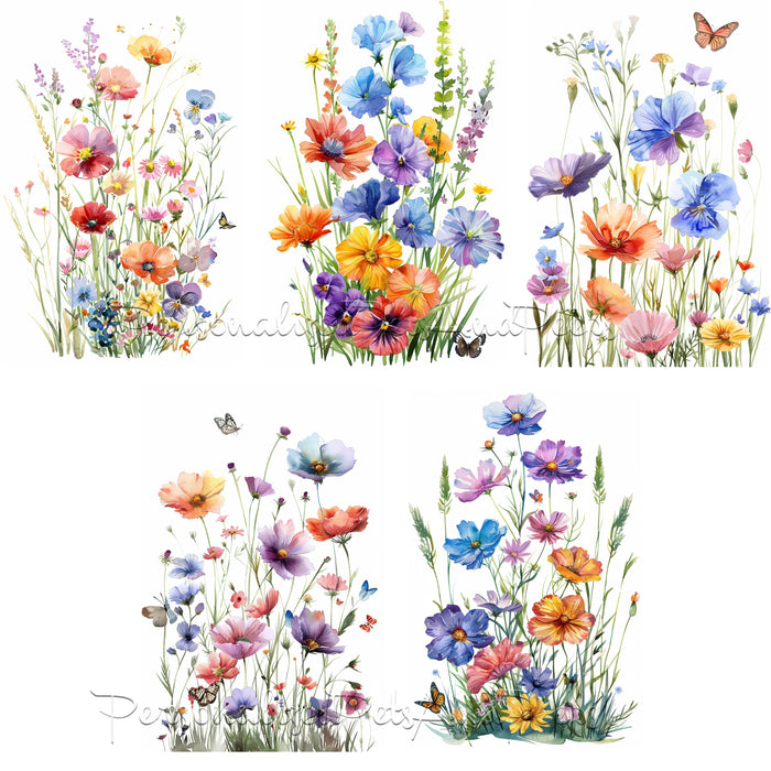 Commercial Use | Meadow Flowers Png | Spring Clipart | Watercolor Wildflower Clipart | Botanical Clipart | Floral Clipart | Frame Art