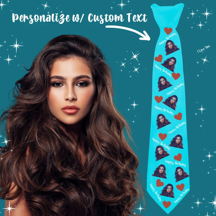 Custom Neck Tie for Valentine's Day with Face Photo, Personalized Ties, Father’s Gift, Men’s Gift, Face Custom Photo Tie, Birthday Gift