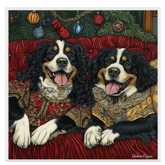 Christmas Canvas - "Victorian Appeal" - Bernese Mountain Dogs in Classic Attire on Ready to Hang 1.5" Thick Canvas Wrap, Floating Framed Canvas, Flat Rolled Canvas