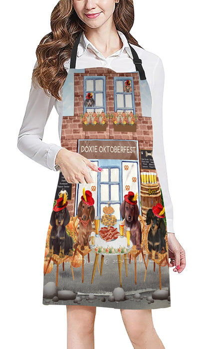 Doxie Oktoberfest Beer Dachshund Dogs Apron - Adjustable Long Neck Bib for Adults - Waterproof Polyester Fabric With 2 Pockets - Chef Apron for Cooking, Dish Washing, Gardening, and Pet Grooming