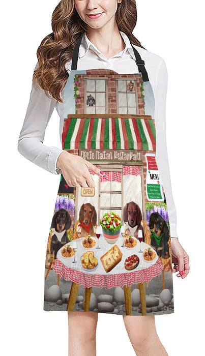 Doxie Italian Restaurant Dachshund Dogs Apron - Adjustable Long Neck Bib for Adults - Waterproof Polyester Fabric With 2 Pockets - Chef Apron for Cooking, Dish Washing, Gardening, and Pet Grooming
