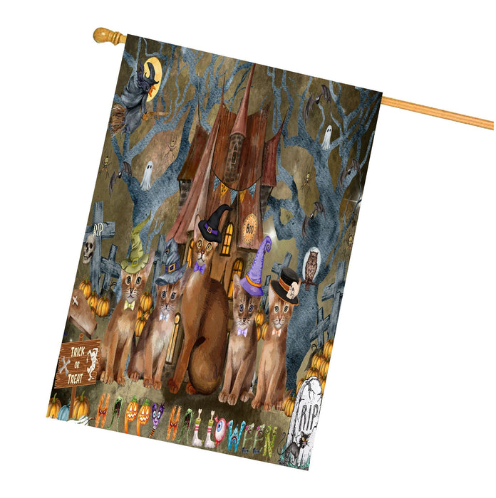 Abyssinian Cats House Flag: Explore a Variety of Designs, Personalized, Custom, Weather Resistant, Double-Sided, Home Outside Halloween Yard Decor for Cat and Pet Lovers
