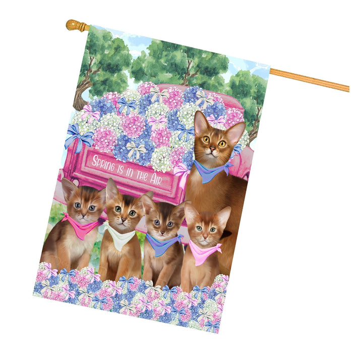 Abyssinian Cats House Flag: Explore a Variety of Personalized Designs, Double-Sided, Weather Resistant, Custom, Home Outside Yard Decor for Cat and Pet Lovers