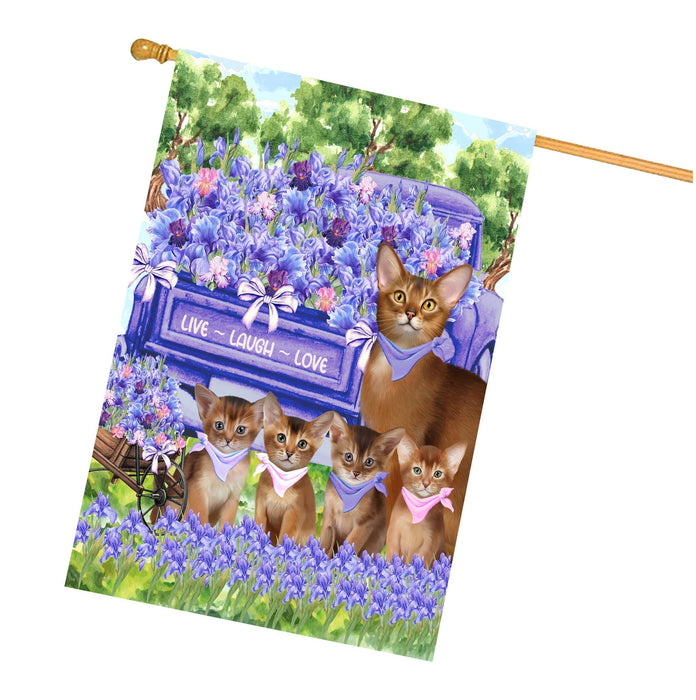 Abyssinian Cats House Flag for Cat and Pet Lovers, Explore a Variety of Designs, Custom, Personalized, Weather Resistant, Double-Sided, Home Outside Yard Decor