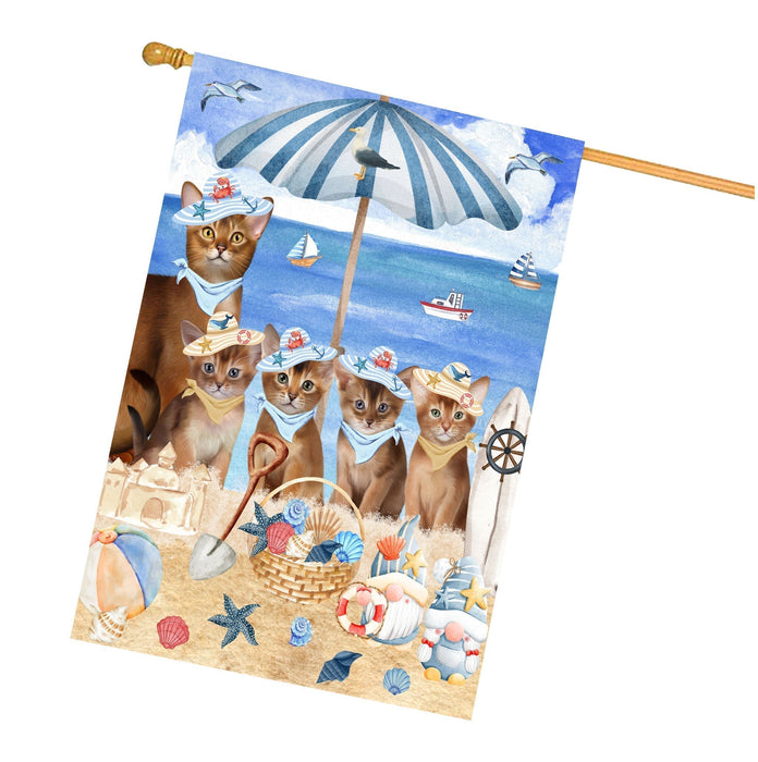Abyssinian Cats House Flag, Double-Sided Home Outside Yard Decor, Explore a Variety of Designs, Custom, Weather Resistant, Personalized, Gift for Cat and Pet Lovers