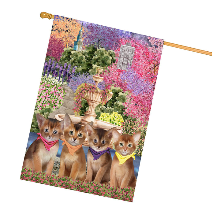Abyssinian Cats House Flag: Explore a Variety of Designs, Weather Resistant, Double-Sided, Custom, Personalized, Home Outdoor Yard Decor for Cat and Pet Lovers